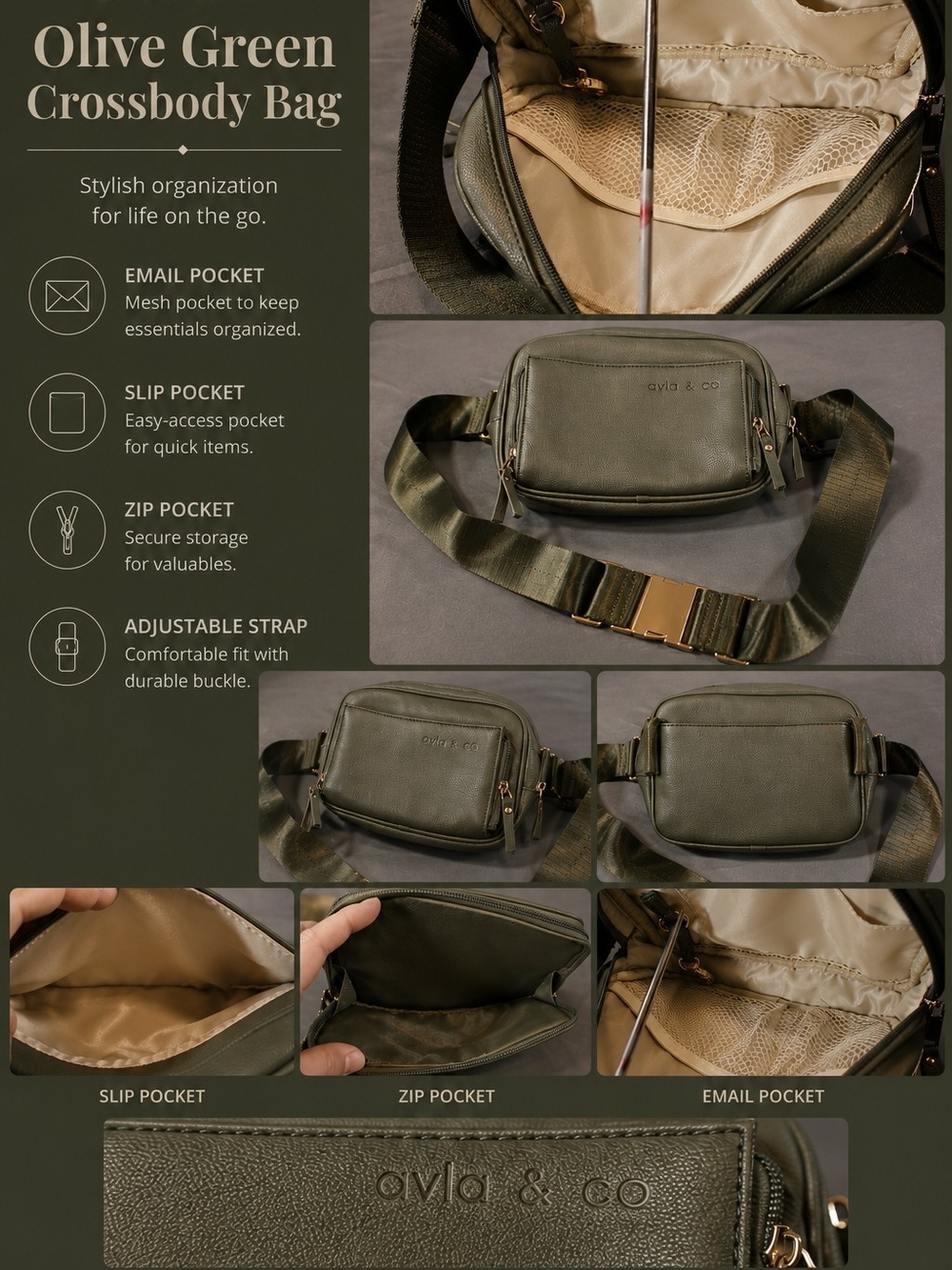 Ayla & Co Olive Green Crossbody Bag for Men  #FBEVKS